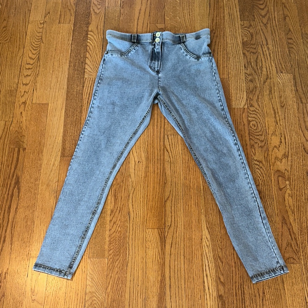 WrUp Grey yellow stitched Freddy Women's Skinny Jeans EUC